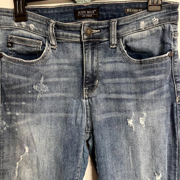 Judy Blue JB8273MD Women's Relaxed Fit Straight leg Distressed Jeans size 9/29 - Picture 2 of 11